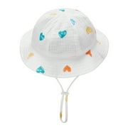 Toddler Sun Hat Baby Girls Boys Bucket Hat Infant Beach Hat Infant Summer Wide Brim Fisherman Hat with Chin Strap 0-12 Months